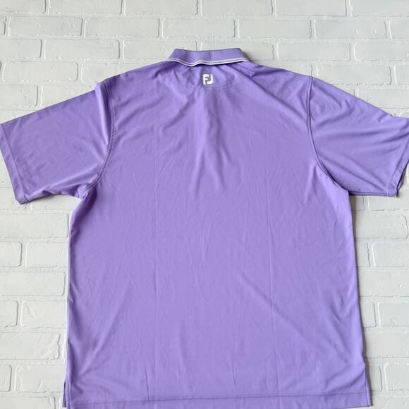 FootJoy Men's Purple White Striped Collar Short Sleeve Athletic Polo Shirt XXL - Picture 3 of 6